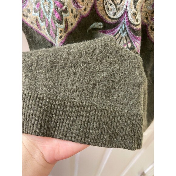 Talbots Womens Audrey Sweater Paisley Cashmere Blend 3/4 Sleeve Size MP - Picture 6 of 11